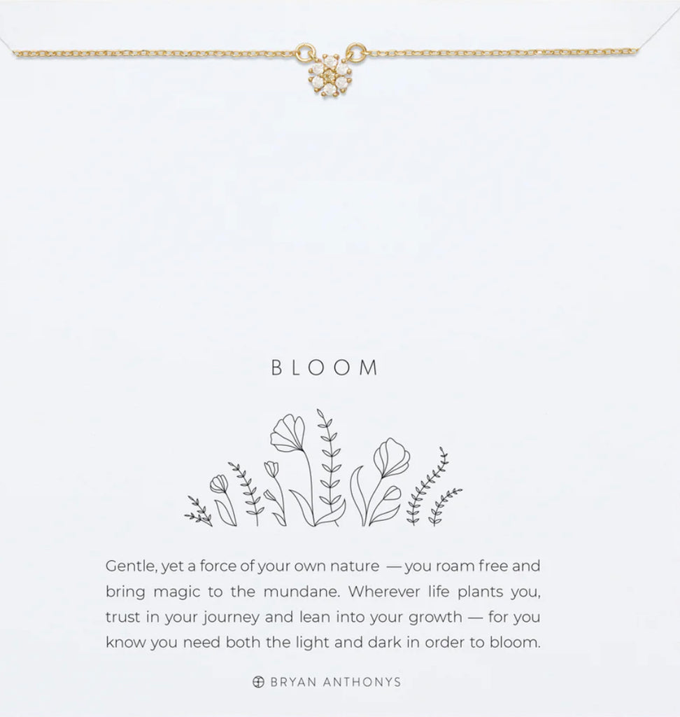 Bryan Anthonys Bloom Dainty Necklace 14K Gold/Clear