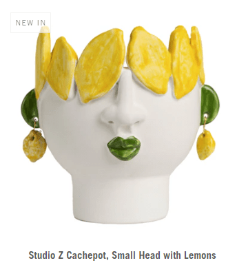 Cachepot Sm Head with Lemons - Abigails - Home 2 Court