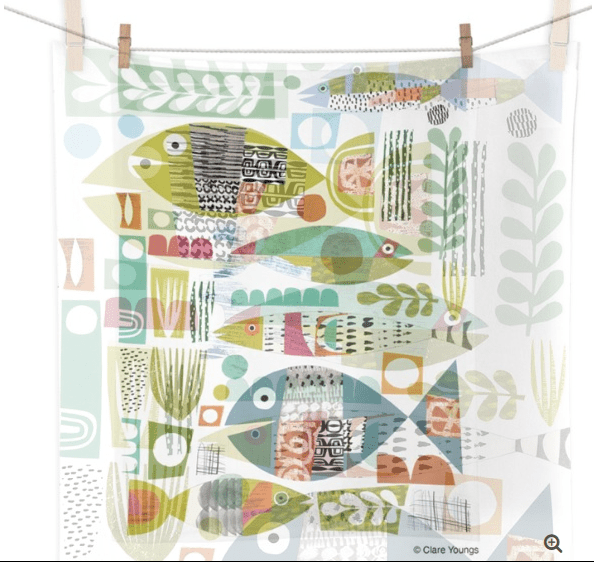 Fish School 100% Cotton Tea Towel - Kitchen Decor - Werkshoppe - Home 2 Court