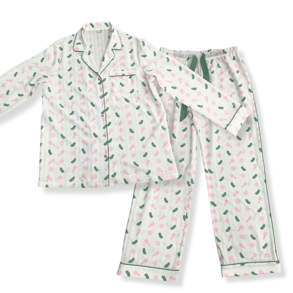 Fresh Pickle - Pickleball Pajama Set: Pink Long Set, S - Home 2 Court
