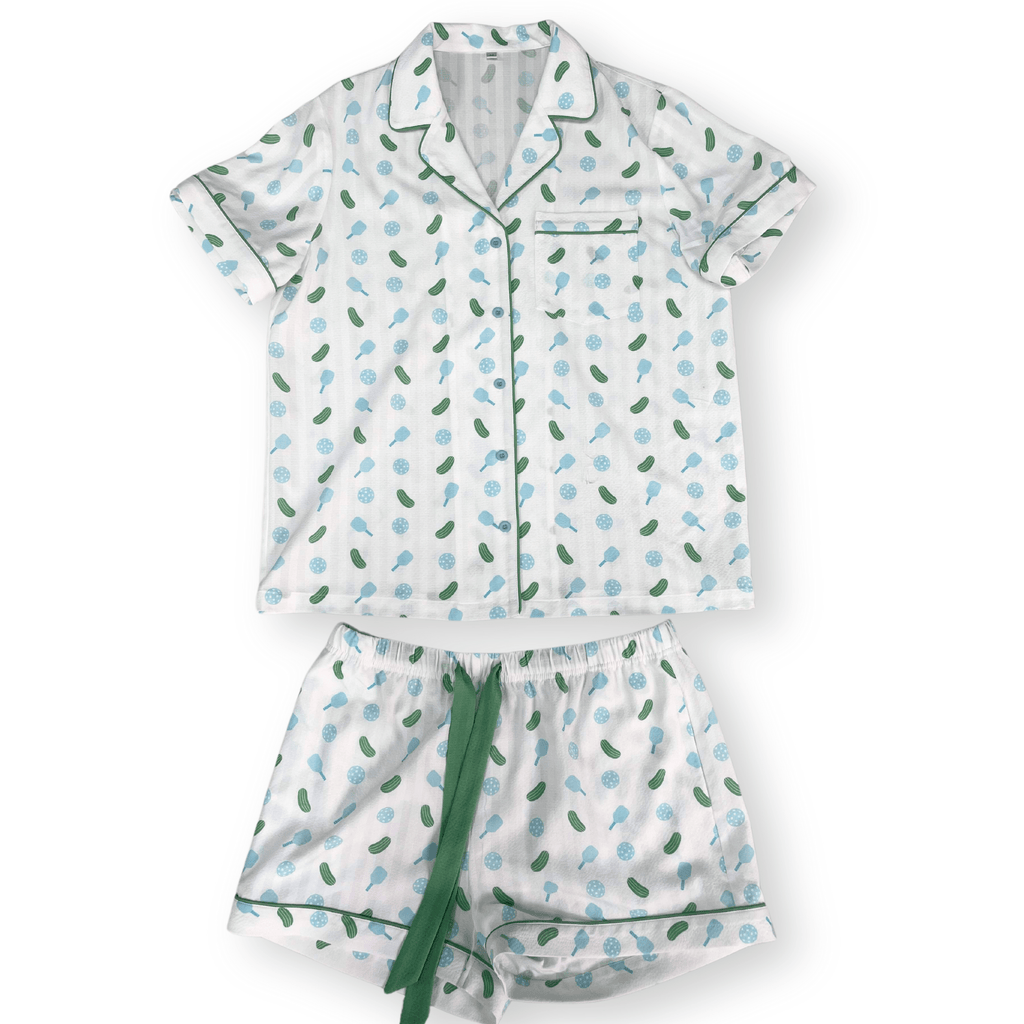 Fresh Pickle - S Pickleball Pajama Set: Blue Short Set, - Home 2 Court
