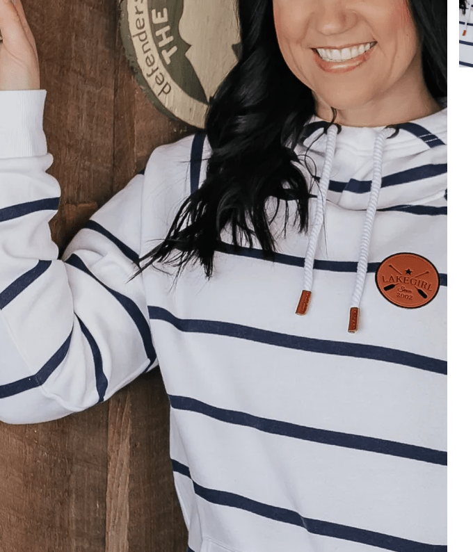 Lakegirl Fleece Stripe Hoodie White/Navy - M - Home 2 Court