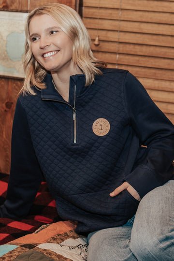 Lakegirl Quilted Fleece 1/4 zip pullover Navy - L - Home 2 Court