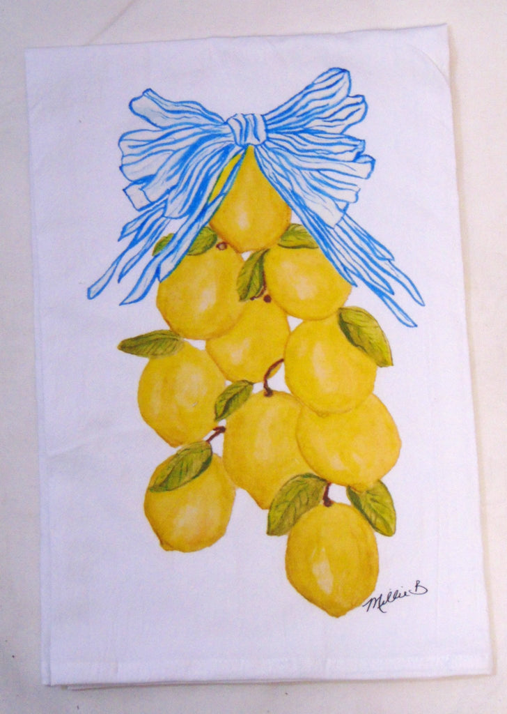 Limited Edition Lemon Garland on White Flour Sack Towel - Lowcountry Linens - Home 2 Court