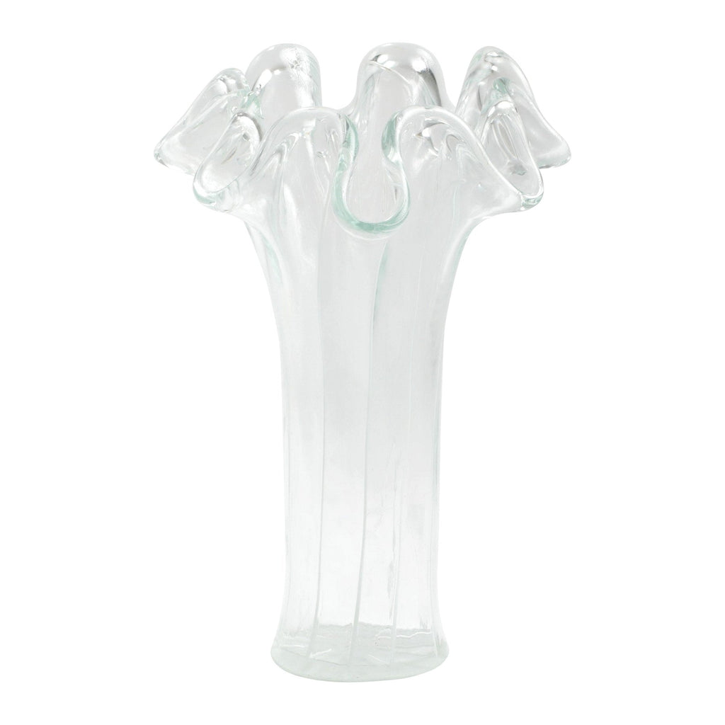 Onda Glass Clear with White Lines Tall Vase