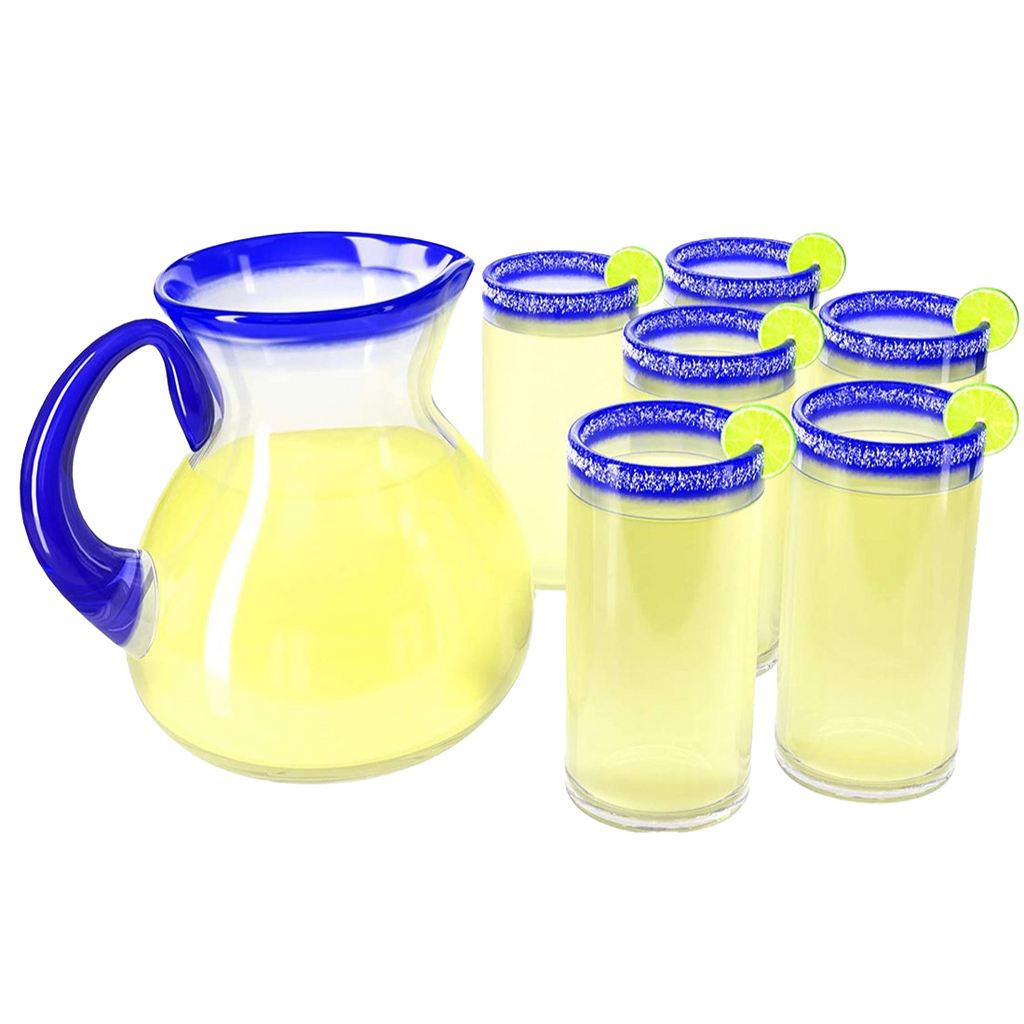 TheWineSavant-Bluerim Glass & Pitcher set