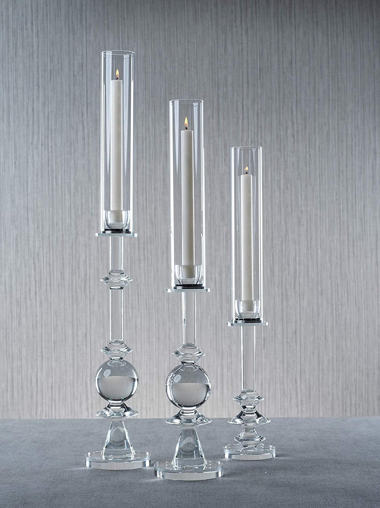 Zodax Vadim-25.5" H Crystal Glass Candle Holder, Style B-25.5" H