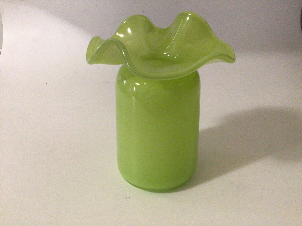 Terra Glassworks Ruffled Bud Vase Apple Green