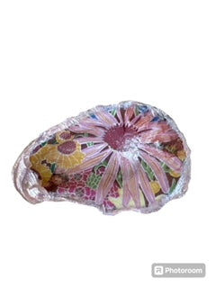 Oyster Shell - Pink Painted Shell with daisies - Small