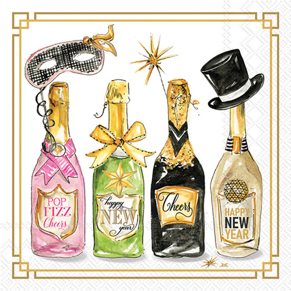 Boston International - Paper Cocktail Napkins Pk/20 New Years Bottles Christmas