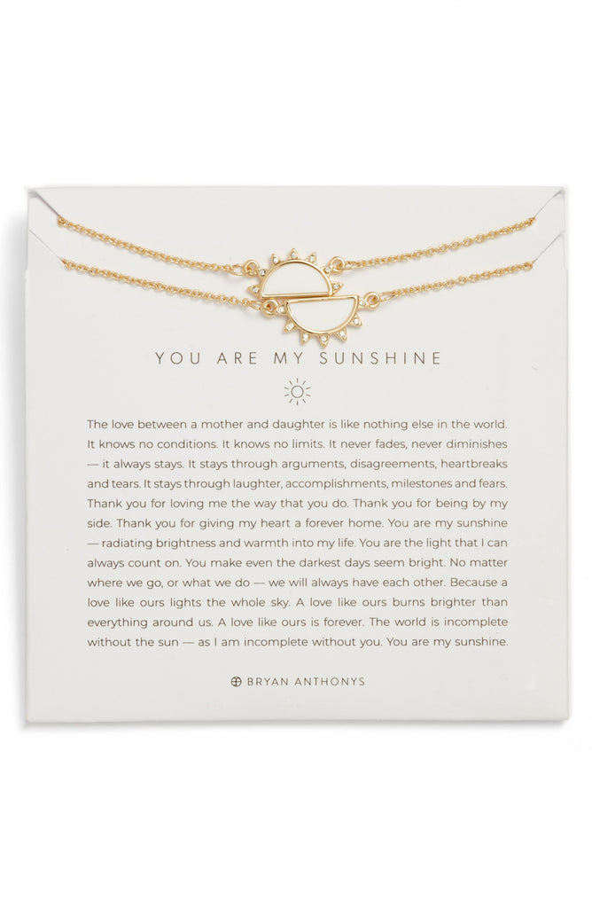 Bryan Anthonys You Are My Sunshine Necklace, 14k Gold Necklace for Women, Sun Pendant, 2 Piece Set