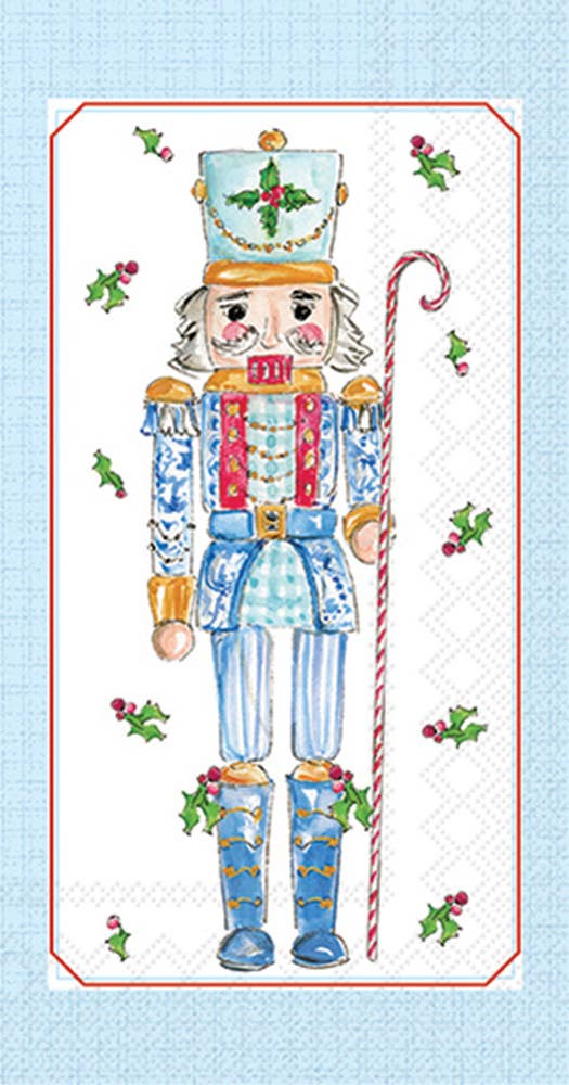 Boston International - Paper Guest Towels Pk/16 Blue Nutcrackers Christmas