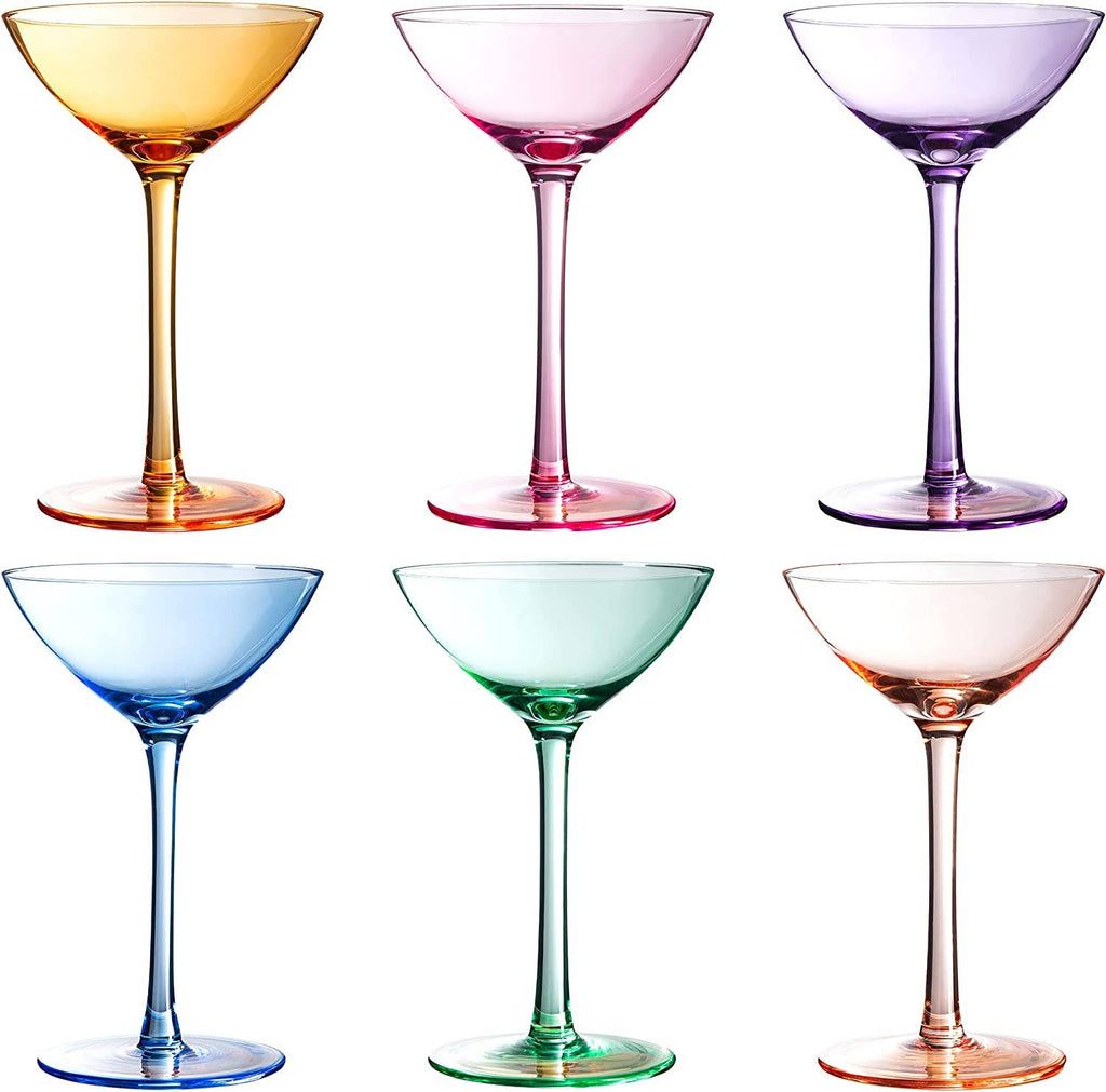 Set of 6 /   Colored Coupe Glasses, Bright | 7.3 oz