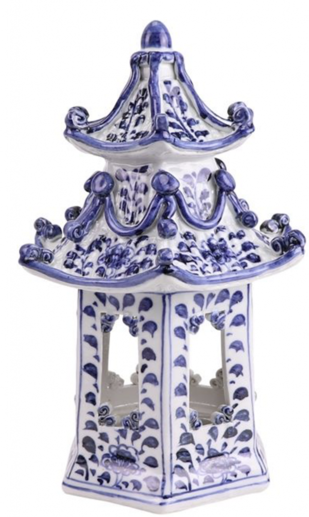 The Enchanted Home - BEAUTIFUL DECORATIVE BLUE/WHITE PAGODA: PAIR OF 2