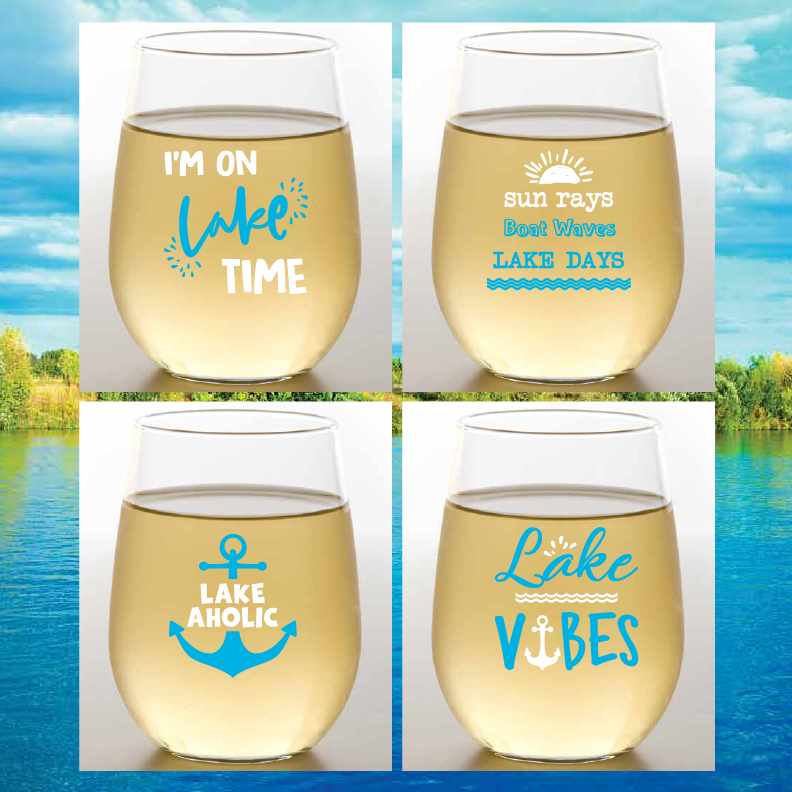 ON LAKE TIME Shatterproof Wine Glasses: 2pk-Wine-Oh!