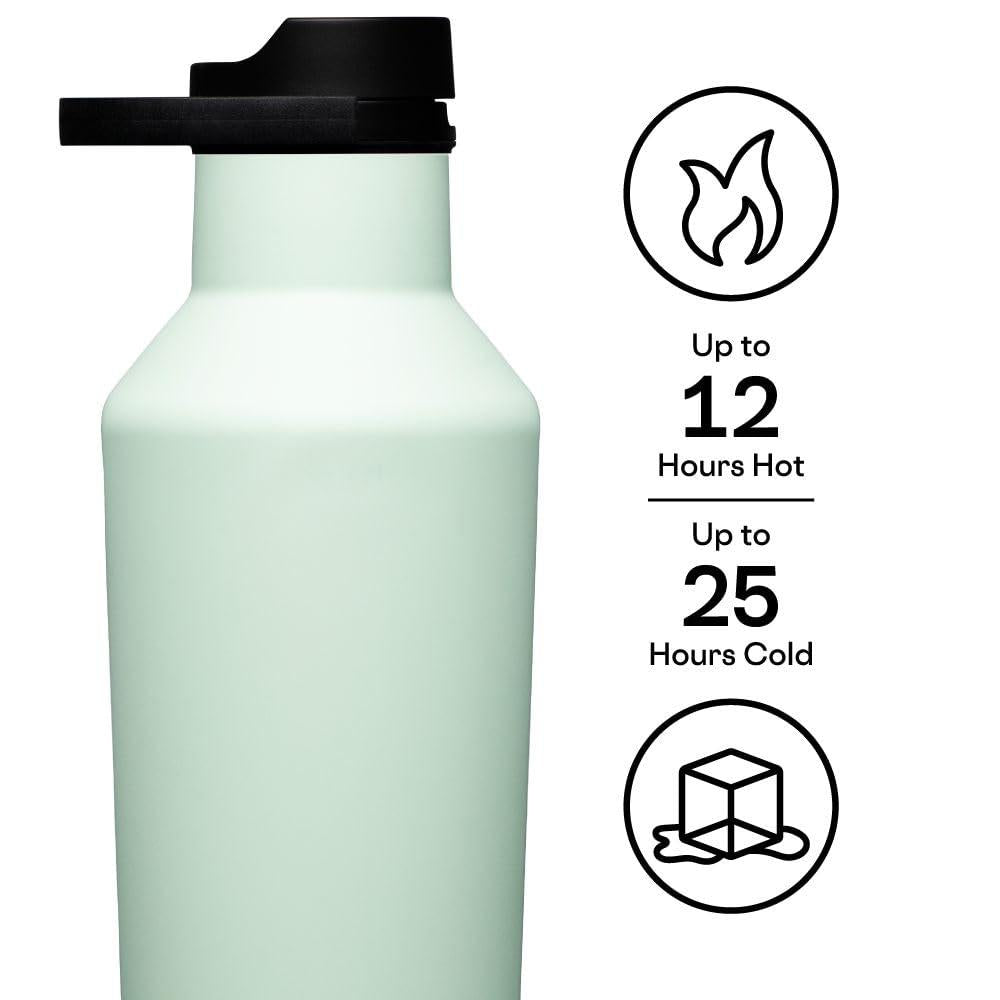 Corkcicle Insulated Canteen Travel Water Bottle, Triple Insulated Stainless Steel, Easy Grip Straw Mouth, Keeps Beverages Cold for 25 Hours or Warm for 12 Hours, 32 oz