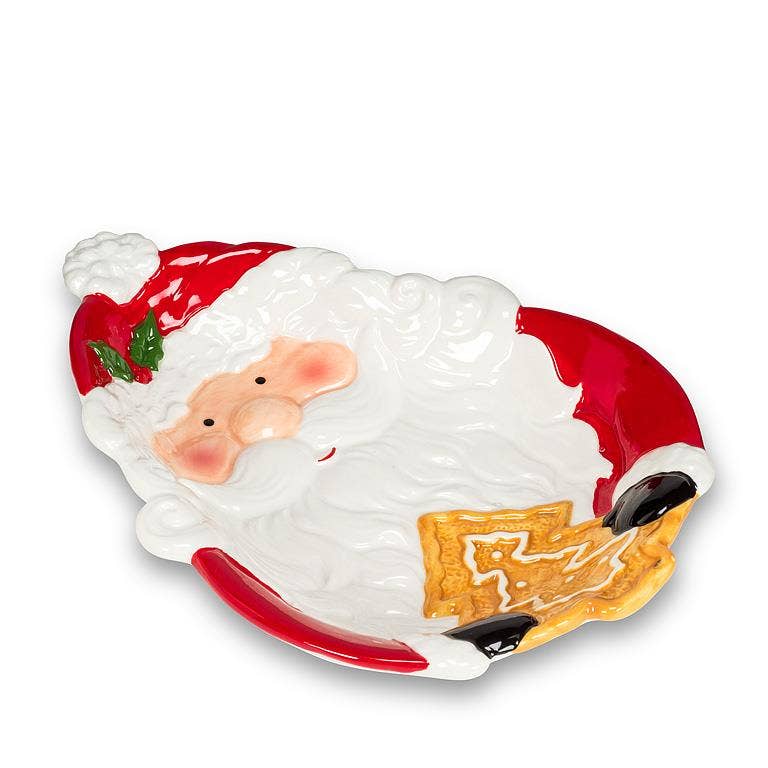 Cookie Plate with Santa - 9"L-Abbott