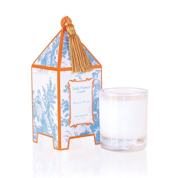 Seda France Candles - French Tulip Toile Mini Pagoda Box Candle