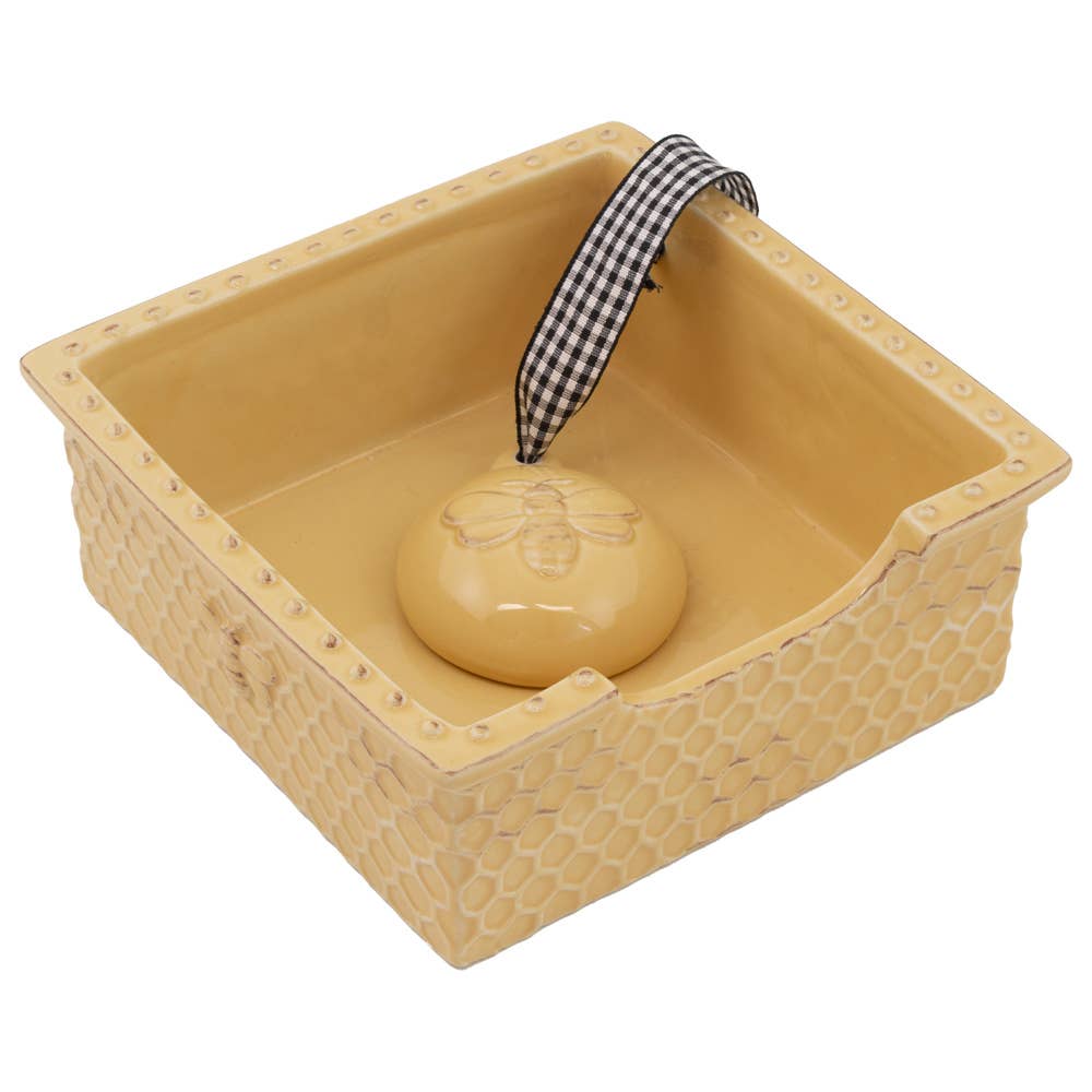 Boston International - Paper Cocktail Napkin Stoneware Caddy Honeycomb