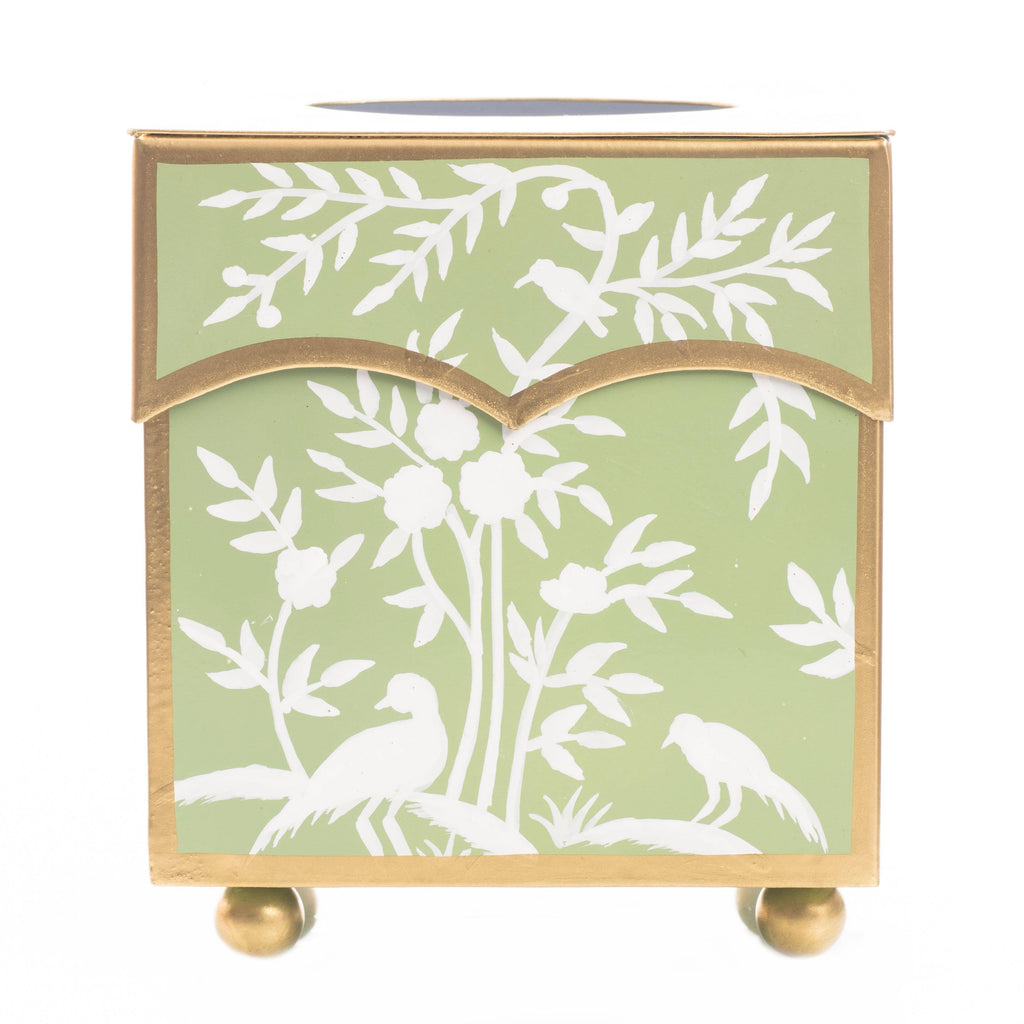 STUNNING NEW GRASS GREEN/WHITE SCALLOPED TISSUE BOX-The Enchanted Home