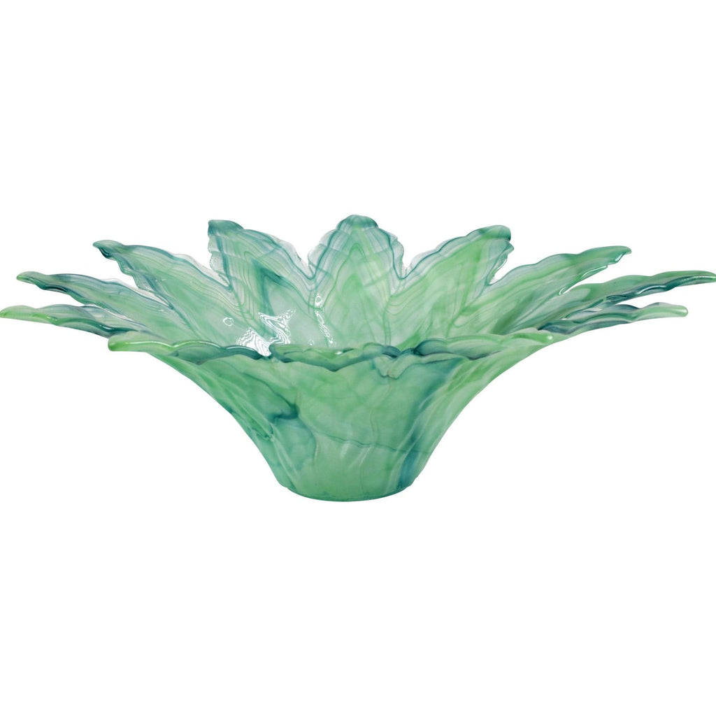 Vietri - Onda Glass Green Leaf- Large Bowl