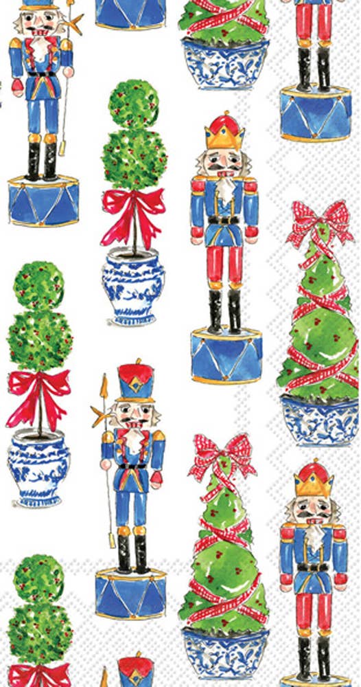 Boston International - Paper Guest Towels Set/16 Nutcrackers And Topiary Christmas