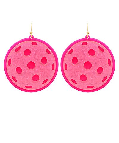 Pickleball Acrylic Earrings - Pink