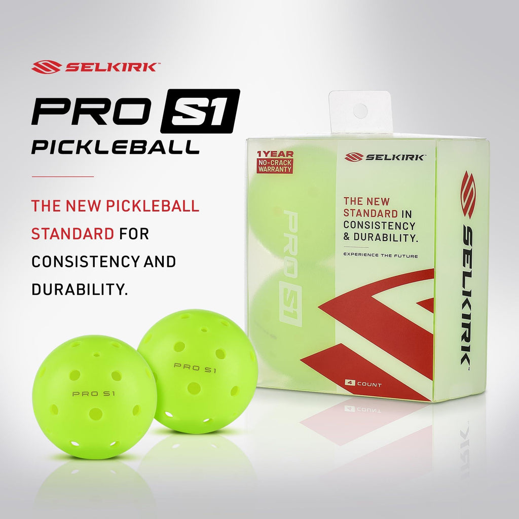Selkirk Pro S1 Ball | Crack - Resistant | 38 Hole Outdoor Pickleball Balls | USAPA Approved Pickle Ball for Tournament Play | Advanced Aerodynamics | 4 Pack Pickleballs | - Home 2 Court