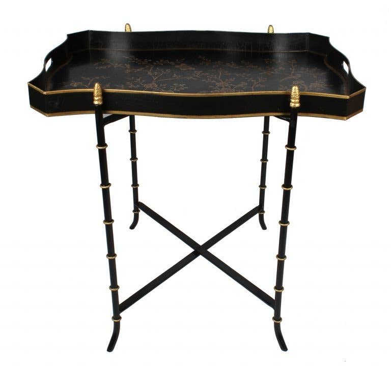The Enchanted Home - BLACK/GOLD SCALLOPED TRAY TABLE - Home 2 Court