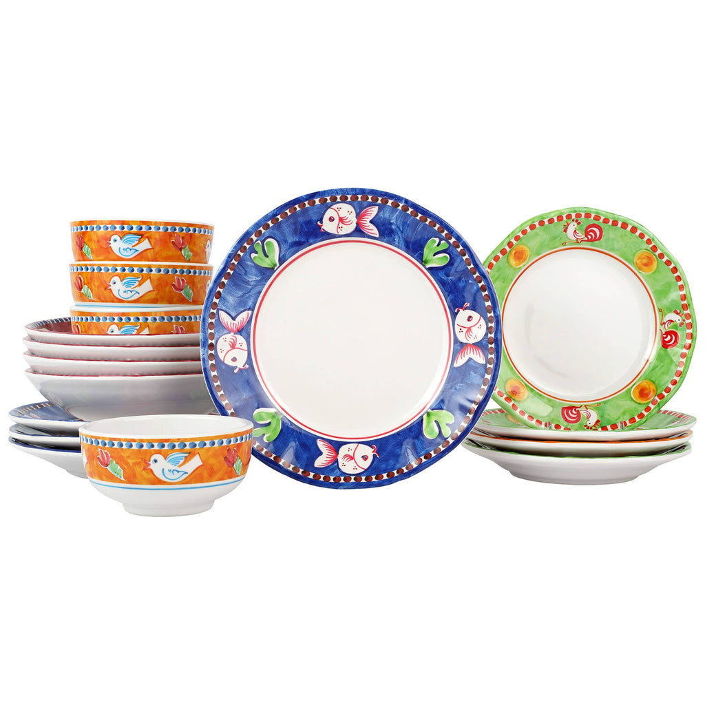 VIETRI Inc. - Melamine Campagna Assorted Sixteen-Piece Place Setting