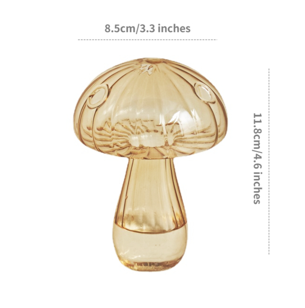 Mini Glass Mushroom Bud Vase: Light Brown