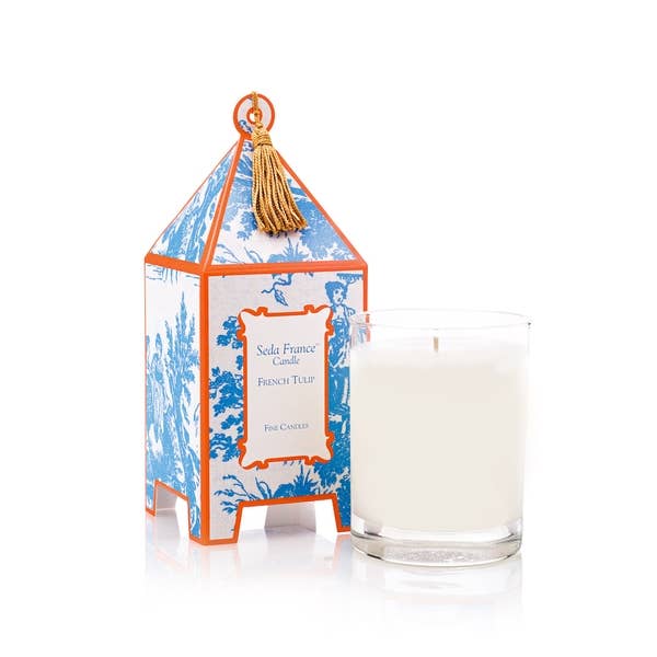 French Tulip Classic Toile Pagoda Box Candle - Home 2 Court